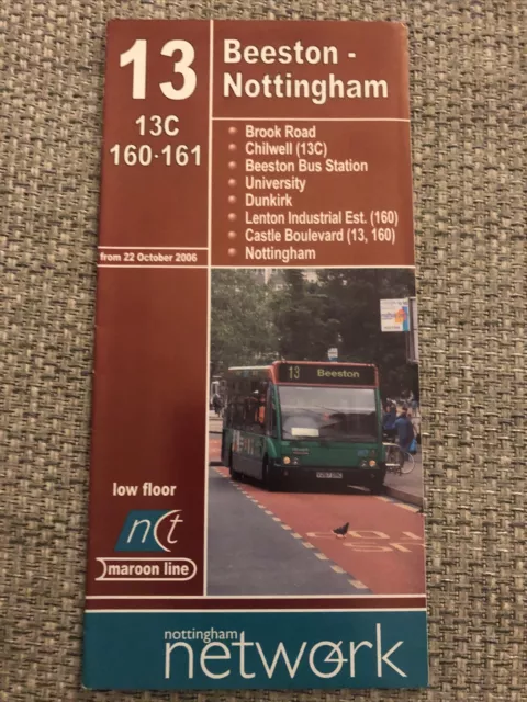 Nottingham City Transport Route 13 Beeston - Nottingham 2006 Timetable Leaflet