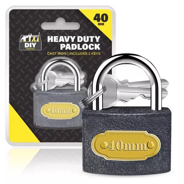 4-6 Padlock 40mm Heavy Duty Iron Outdoor Shed Safety Security Shackle Lock 4 Key