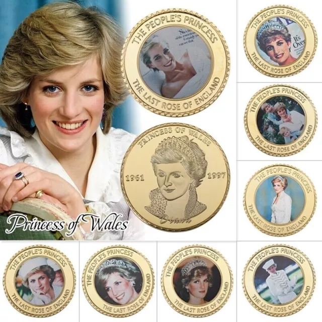 1x UK Princess Diana Souvenir Gold Plated Commemorative Collectible Coins