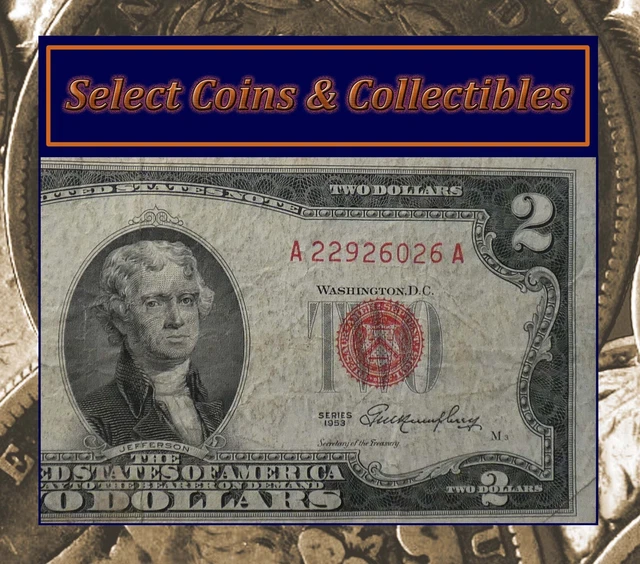 1953 $2 Two Dollar Red Seal Note Legal Tender A 22926026 A #1787