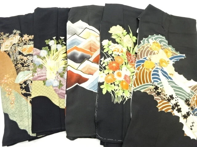 45255# Japanese Kimono / Antique Tomesode / Set Of 5