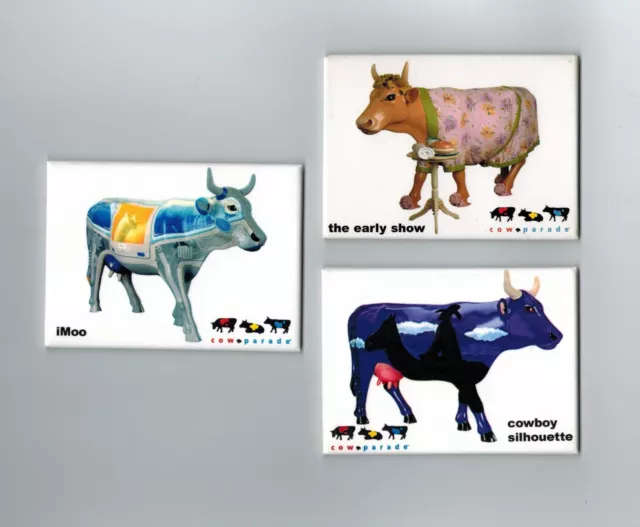 Cows Parade Magnet Set of 3 Cow Magnets The Early Show iMoo Cowboy Silhouette