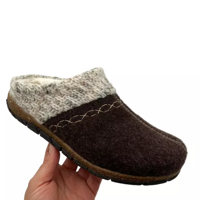 Earth Origins Womens Faux Fur Lined Slippers Size 8 Wide Width Brown Warm & Cozy