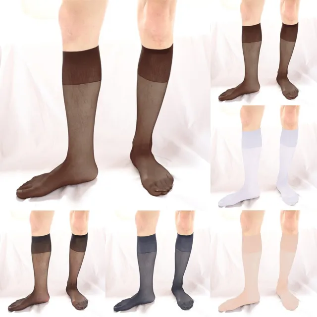 Sexy Hommes Pur Affaires Robe Mince Chaussettes Genou Maille Bas Collants