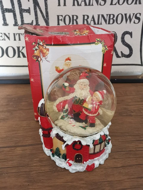 Globo de nieve vintage más grande de santa y niña 7"H