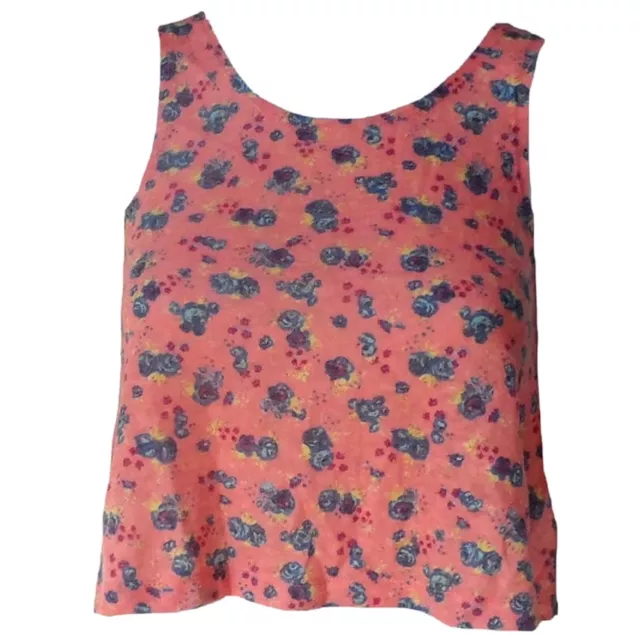 Mudd Big Girls Peach Floral Cropped Swing Tank Top - Large 14 - NWT