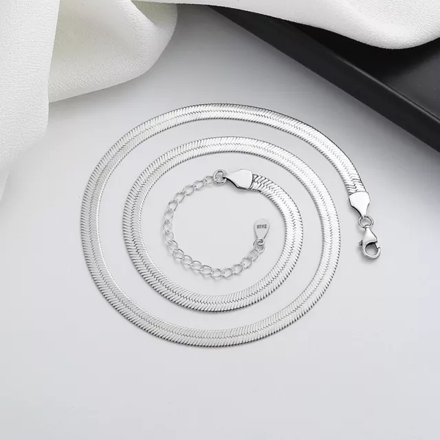 925 Sterling Silver Minimalist Flat Snake Chain Necklace Ladies Clavicle Chain