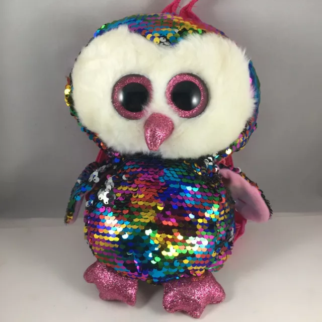 TY Fashion OWEN Owl Sequin Backpack Flippy Color Changing Plush (13 inch) MWMTs