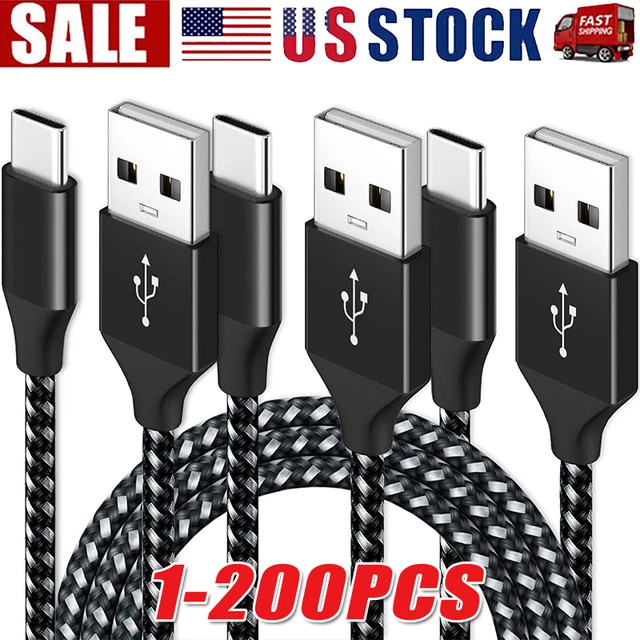 Braided Nylon USB To USB-C Fast Charging & Data Sync Cable - 1/3/6/10FT Lengths Available