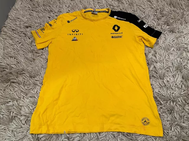 Mens Genuine 2019 Le Coq Sportif Renault F1 Team Infiniti T-shirt Yellow Medium