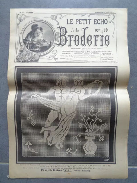 JOURNAL ANCIEN 1911 PETIT ECHO DE LA BRODERIE Motifs Mode Vêtement Fashion Revue