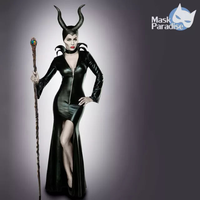 Costume Halloween Donna Maleficent Strega Malefica Maschera Carnevale