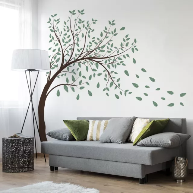 Green Leaves Tree Plant Wall Stickers PVC Decals Nursery Mural Home Decor Large