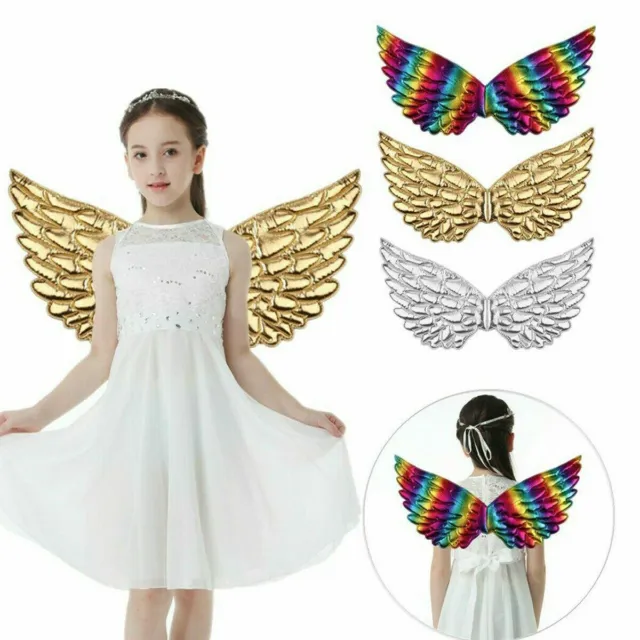 Kids Adult Feather Fairy Angel Wings Costume Fancy Dress Cosplay Outfit Accessor