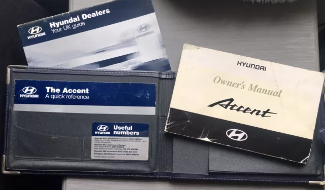 Hyundai Accent Owners Handbook Manual and Wallet 2000