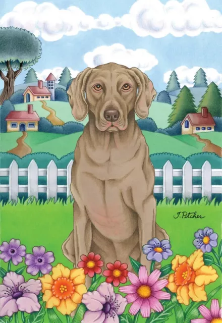 Weimaraner Spring Landscape Decorative Flag