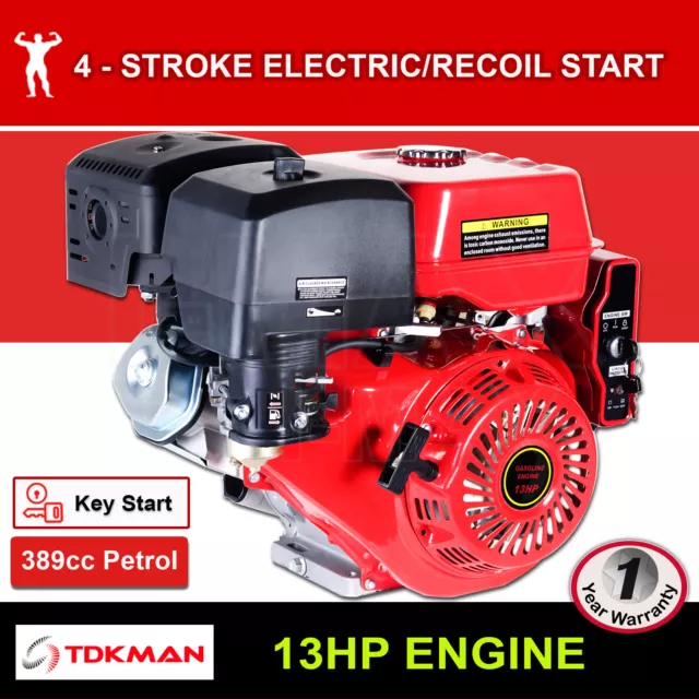 13HP Petrol Engine OHV Stationary Motor Horizontal Shaft Electric Start Recoil