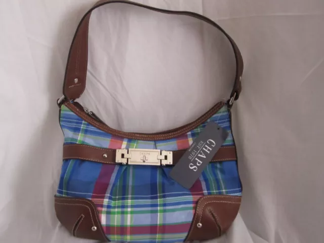 Chaps Luxemberg Blue Madras Plaid Purse Handbag NEW w Tags