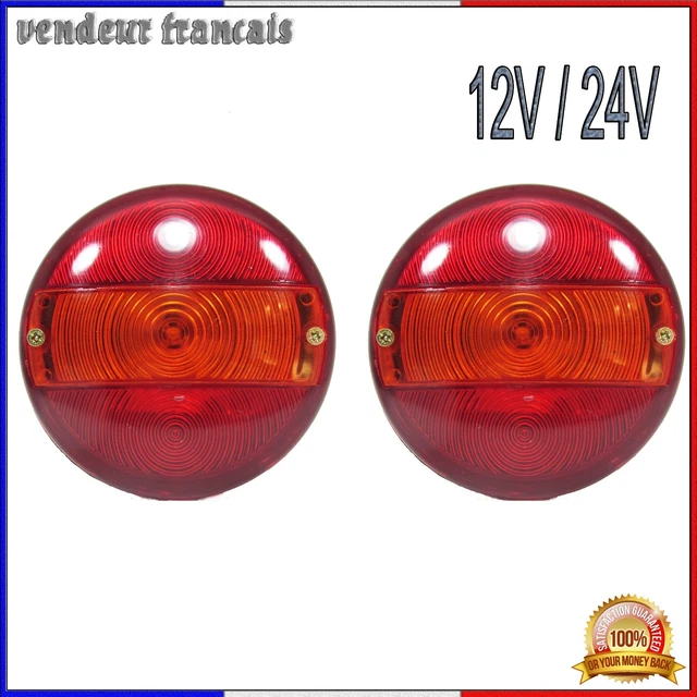 2 Feux Arrière LED 12V/24V Pour Camion, Remorque, Caravane, Fourgon - Modèle Hamburger 20 LED, Marque Autonet