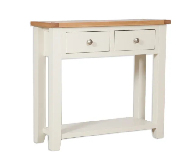 Console Table 2 Drawer Solid Oak Pine in Dorset Painted French Ivory EX DISPLAY!