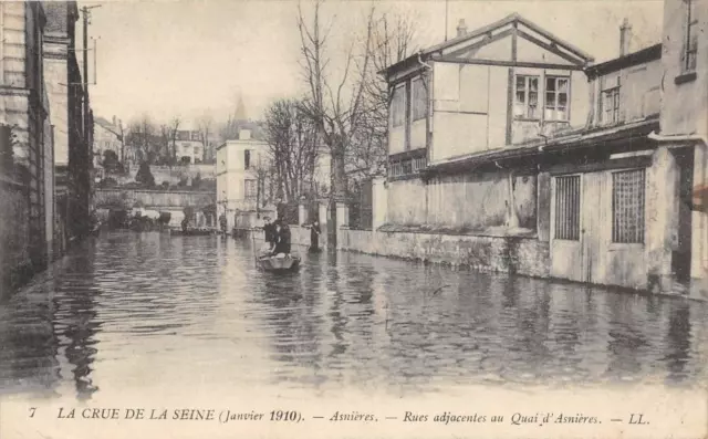 Cpa 92 Asnieres Crue De La Seine Rue Adjacentes Au Quai D'asnieres