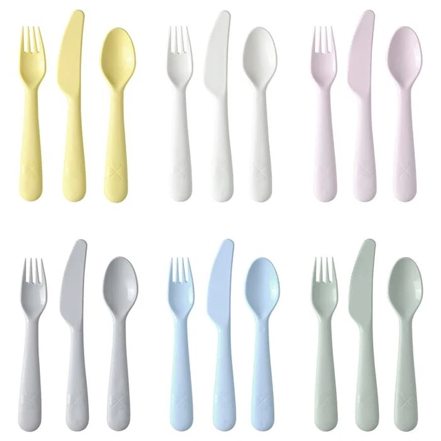 IKEA KALAS 18 Piece Plastic Pastel cutlery set for picnic etc children