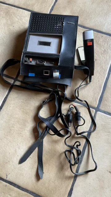 Vintage Philips Automatic Cassette Recorder N 2203 avec Étui et Microphone