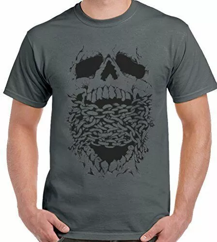 T-shirt teschio e catene uomo biker moto gotica