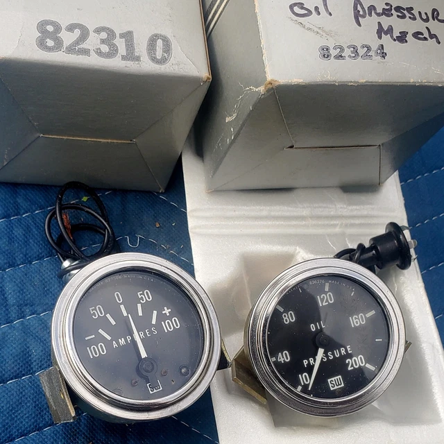 LOOK STEWART WARNER NOS 70s 80s Amps and Oil Pressure Gauges US Made