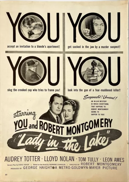 Vintage 1947 Life Mag Movie Ad Lady In The Lake Jayne Meadows Robert Montgomery