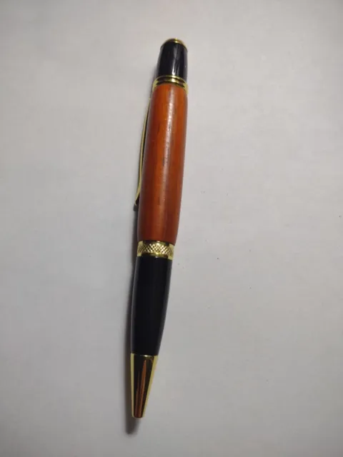 Handmade Hand Turned Padauk Wood Gold Trim Twist Pen