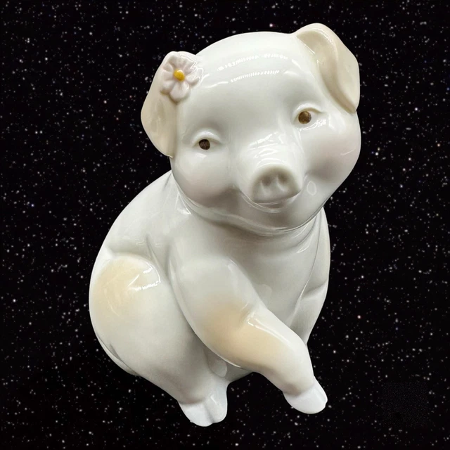 Vintage 1980's George Good Porcelain Girl Pig Figurine Ceramic 4.5”T 3.75”W