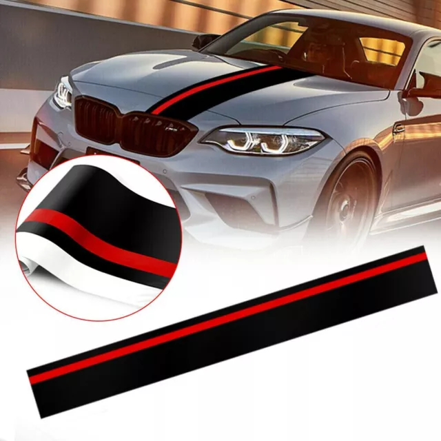 Mattschwarze Rally Racing Stripe Auto Vinyl Wrap 55'' x 7'' (140cm x 18cm)