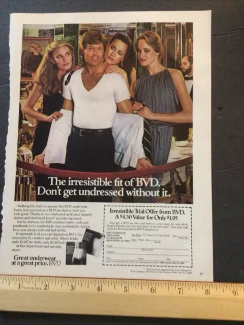 BVD MENS UNDERWEAR Ad Clipping Original Magazine Print 1979 $10.09 ...