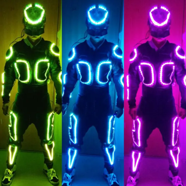 7 Colors Light Luminous Dance Ballroom Rechargeable Mask Suit LED Robot Clothing