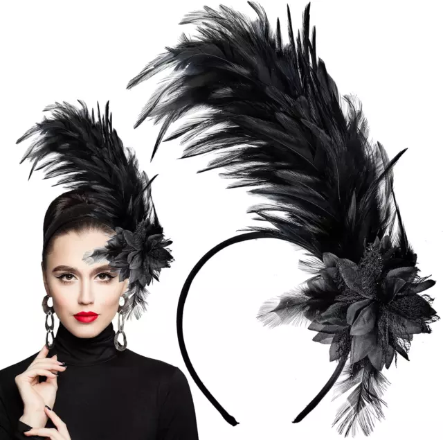 Women's 1920S Feather Fascinator Headband, Fascinators Hat for Women Tea Party