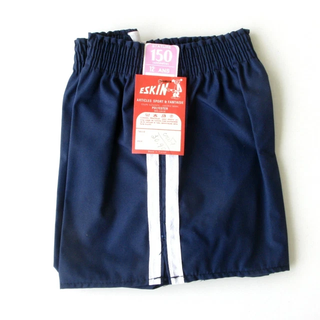 Authentique Short enfant vintage  - ESKIN - Taille 12 ans Bleu polyester coton