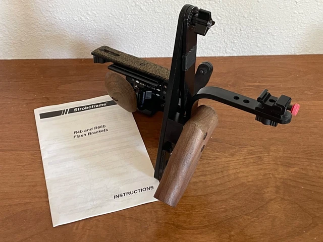 Stroboframe Pro Model R4b Camera/Flash Bracket + Landscape Portrait Base Wood Stroboframe Pro Model R4b Camera/Flash Bracket + Landscape Portrait Base Wood