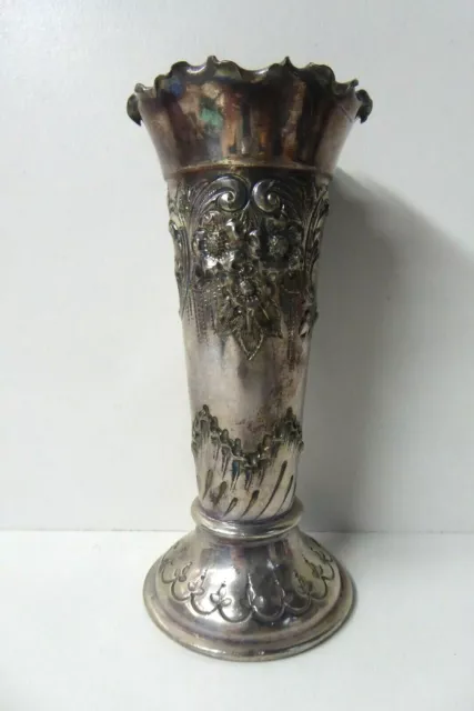 James Dixon Sons Silver Plate Repousse Epbm Vase