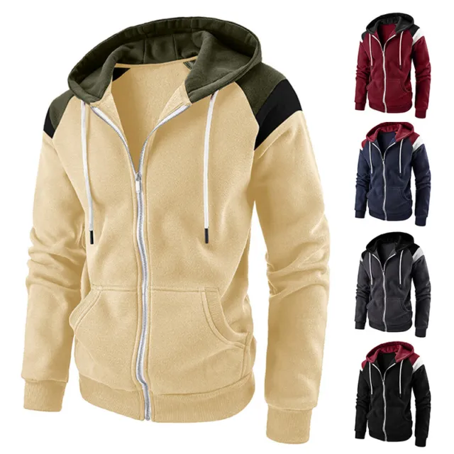 Men's Athletic Warm Soft Sherpa Lined Fleece Zip Up Sweater Jacket Hoodie☆