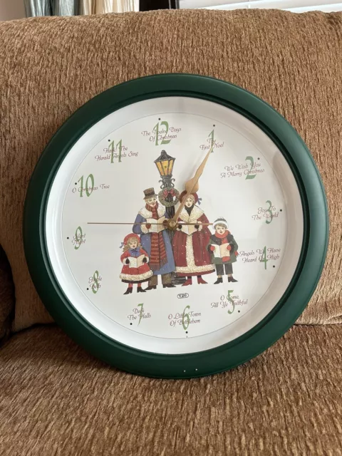 Vintage Christmas Clock Carols Music Every Hour Wall Battery Musical Decor Gift