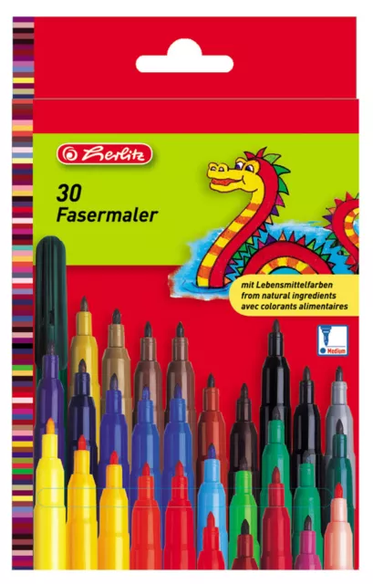 Herlitz Fasermaler 30er Karton Etui