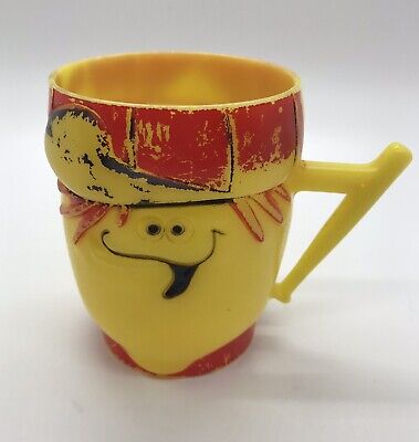 Vintage Funny Face Cup Mug Plastic Lefty lemon Pillsbury!