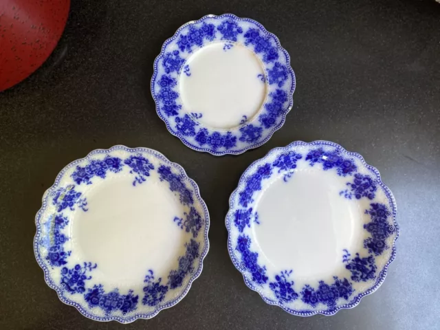 W.H. GRINDLEY & CO ENGLAND BLUE - PATTERN CLARENCE - 2 bowls and One Bread Plate