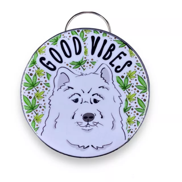 Samoyed Good Vibes Bottle Opener Keychain 420 Eskimo Dog Gift Accessories 2.25"