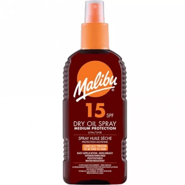 2 Malibu Dry Oil Spray SPF 15 Pack Contains 2 Bottles - 200ml Each