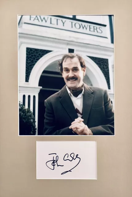 John Cleese HAND SIGNED 6x4 White Card + 10x8 FAWLTY TOWERS Photograph IN PERSON