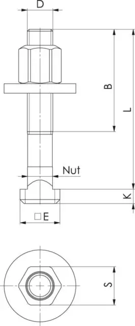 FORMAT Schrauben für T-Nuten, mit Mutter und Scheibe DIN 787-8.8, M20 x 125 mm, 2