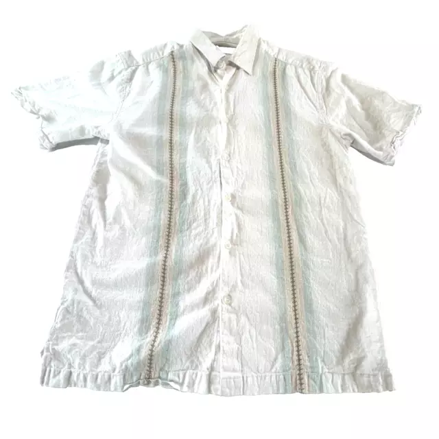 CUBAVERA SHIRT MENS Medium Beige Button Up Linen Cotton Blend Short ...
