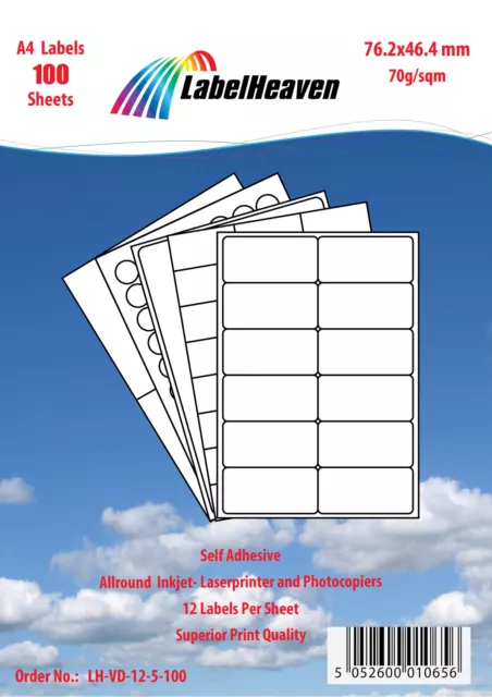 Universal Etiketten selbstklebend Format und Menge nach Wahl von LH VD12-LHVD18